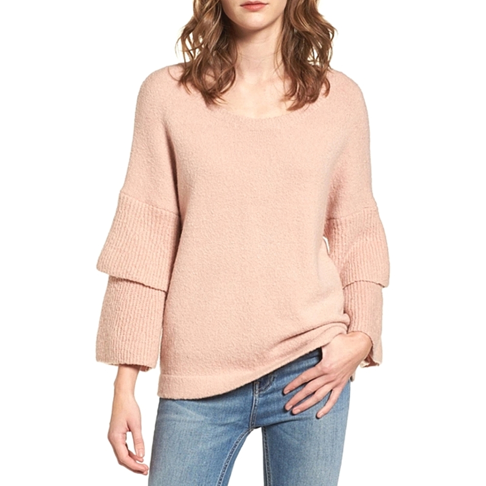 French Connection Sweater Textured S NWOT Peach Pink Knit Top Dressy